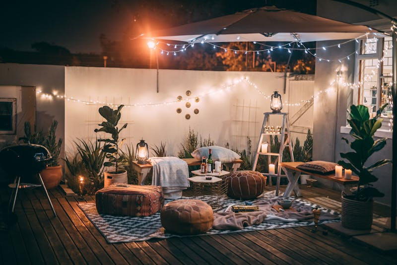 patio with string lights